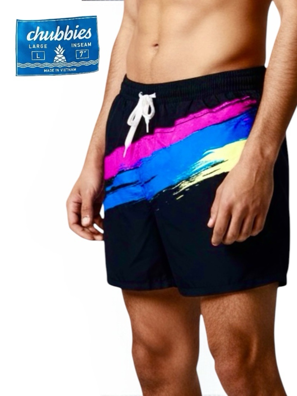 Chubbies Swim Trunks Men’s Sz L The Living Colors Brushstroke 7" Lined NWOT